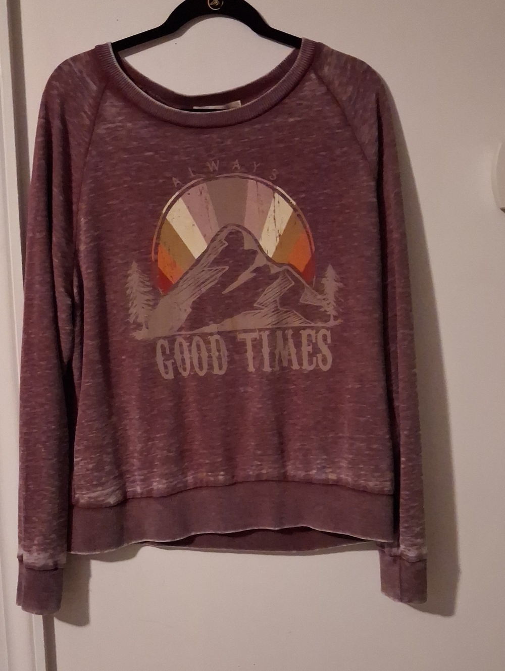 Pretty Rebellious Mauve Graphic 'Good Times' Pullover